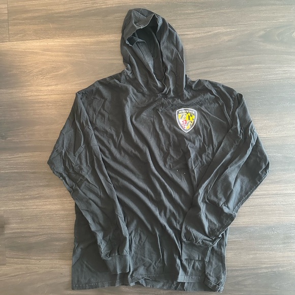 Black Baltimore Ravens Hooded Long Sleeve Shirt with Logo - Picture 1 of 2